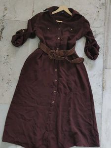 Women's Brown Button-Down Maxi Dress