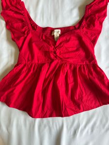 Red cotton peplum top (brand new)