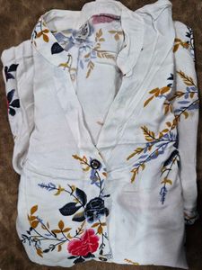 Floral Print Button-Down Kurta