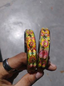 🌼(NEW) Vibrant Floral Glass Bangles | Set of 2
