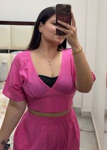women summer pink coords set