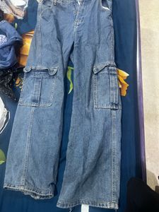 Blue Denim Cargo Jeans