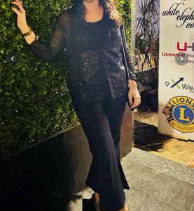 Sparkly Black Sheer Button-Up Shirt