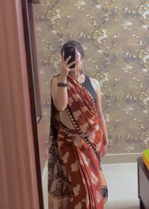 Jaipuri hand block printed soft cotton saree