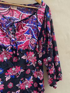 Bohemian Floral Print Ruffle Dress