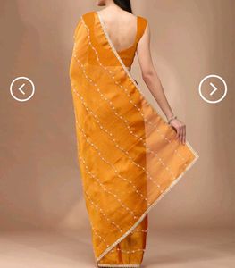 Elegant Orange Embroidered Saree ready to wear