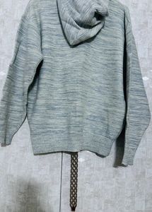 Grey Sweater With Hoodie