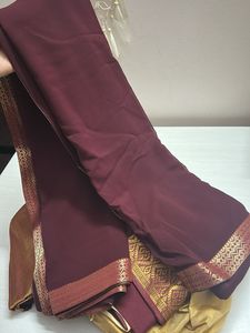 Gold and Maroon Half Saree/Lehenga unstitched
