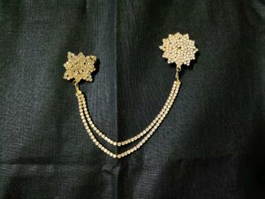 Sparkling Brooch with Chain Accent