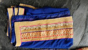 Embroidered Blue Lehenga Choli , black top free