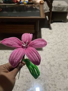 Pink Pipe Cleaner Flower Hair Clip