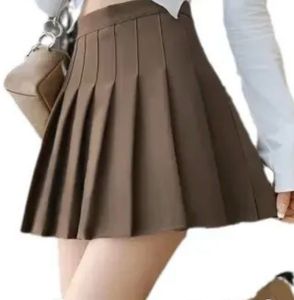 Pleated Brown Mini Skirt