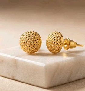 Gold Textured Stud Earrings