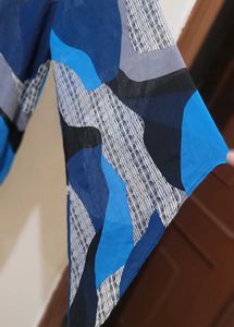 Vibrant Blue Abstract Print top