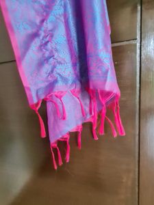Vibrant Purple &amp; Pink Banarsi Silk Stole