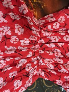 Chic Red Floral Off-Shoulder Dress
