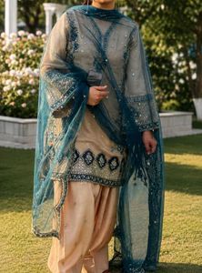 elegant party wear suit duppta and farshi shalwar