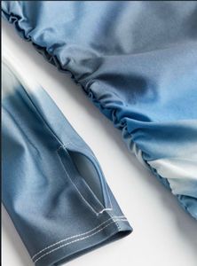 Blue &amp; White Bodycon Long Sleeve Dress