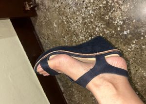 Stylish Navy Blue Wedge Sandals
