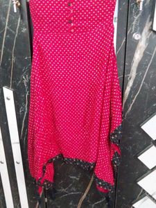 Elegant Pink Kurta with Polka Dot Print