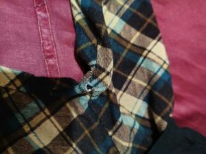 Plaid Off-Shoulder Long Sleeve Top