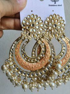 Designer Pearl &amp; Kundan Jhumkas