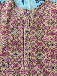 Elegant Peach Floral Kurta
