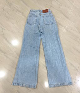 Light Wash Distressed Wide Leg Jeans