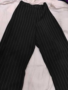 Black high waist Wide leg Pinstripe pants