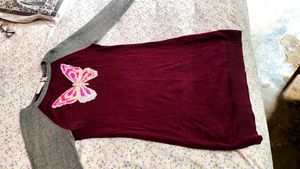 Burgundy Sweater with Butterfly Design