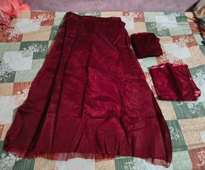 Maroon unstitched Lehenga Choli Set