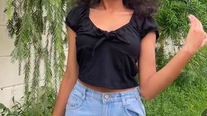 Black Tie-Front Crop Top