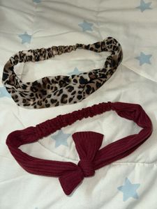 Leopard Print & Burgundy Headbands