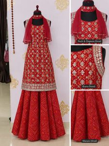 Elegant Red Embellished sharara set