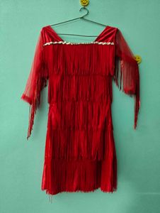 Retro Red Fringe Party Dress