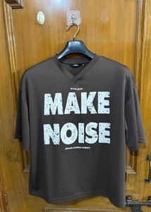 NUON WESTSIDE Oversized Brown Graphic T-Shirt