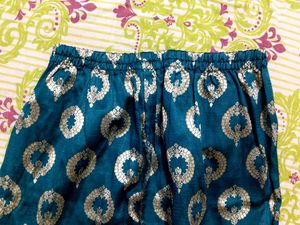 Teal Kurta with Silver Paisley Print