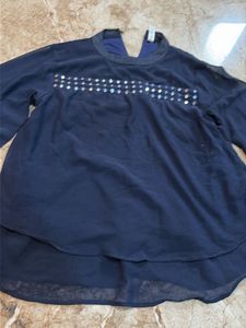 Navy Blue Embellished Top