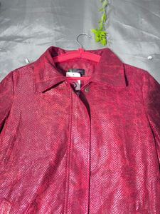 Chic red  Textured  leather Jacket
