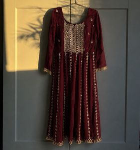 Wine Afghani kurta set with dupatta