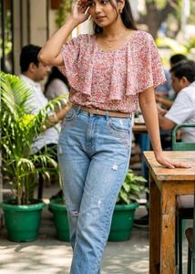 Pure Cotton Ruffle Top