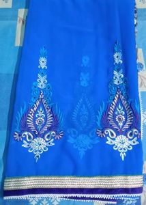 Blue Embroidery daily wear saree