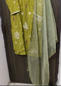 Beautiful Olive Green Kurta Set with Dupatta