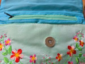 Vietnamese hand-embroidered silk clutch purse