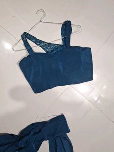 Designer Teal Blue Lehenga saaree