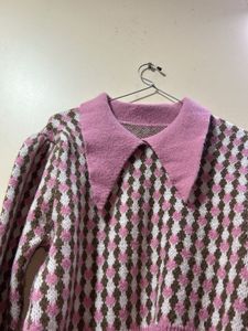 Pink &amp; Brown Pattern Knit Sweater