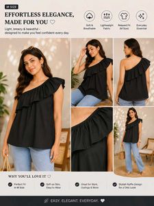 Chic Black One-Shoulder Ruffle Top
