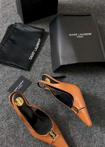 YSL Saint Laurent Tan Leather Heels