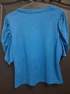 Blue Puff Sleeve Top