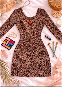 Chic Leopard Print Long Sleeve Dress